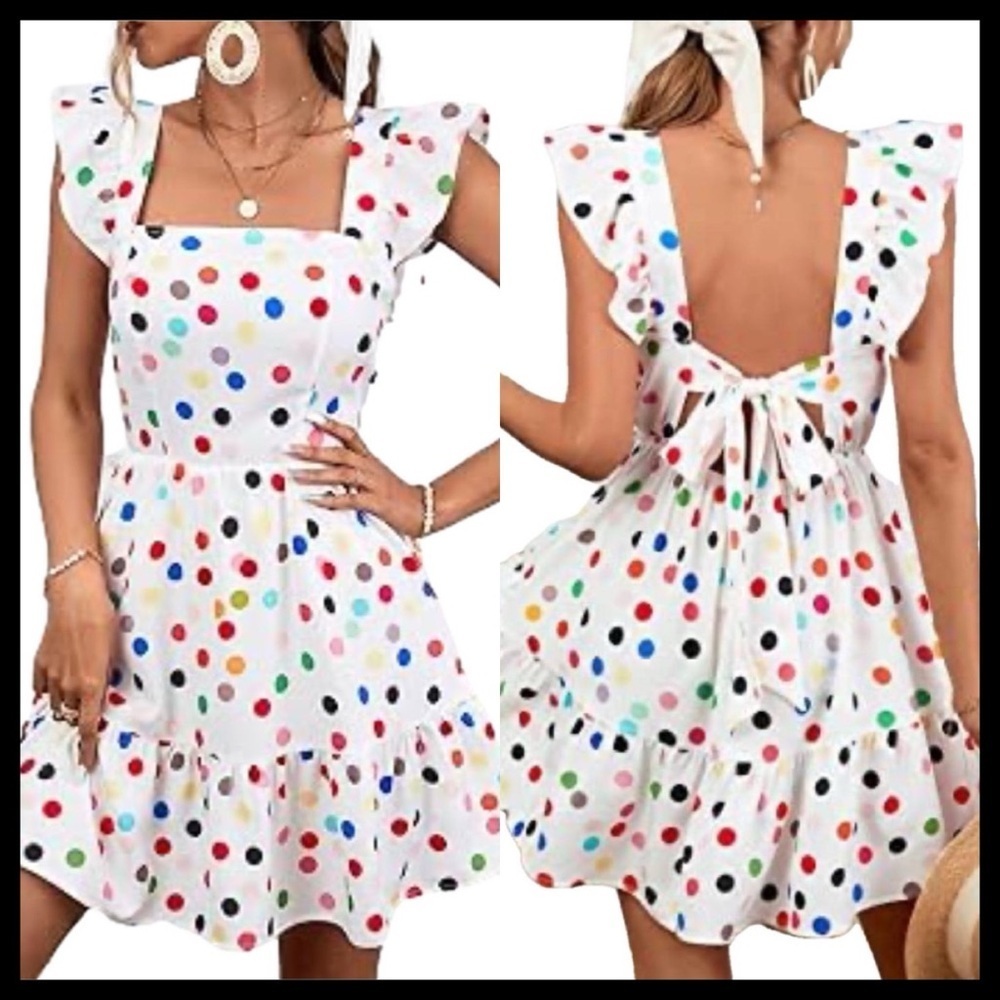 BOUTIQUE Summer Polka Dot Dress – Flirty & Elegant